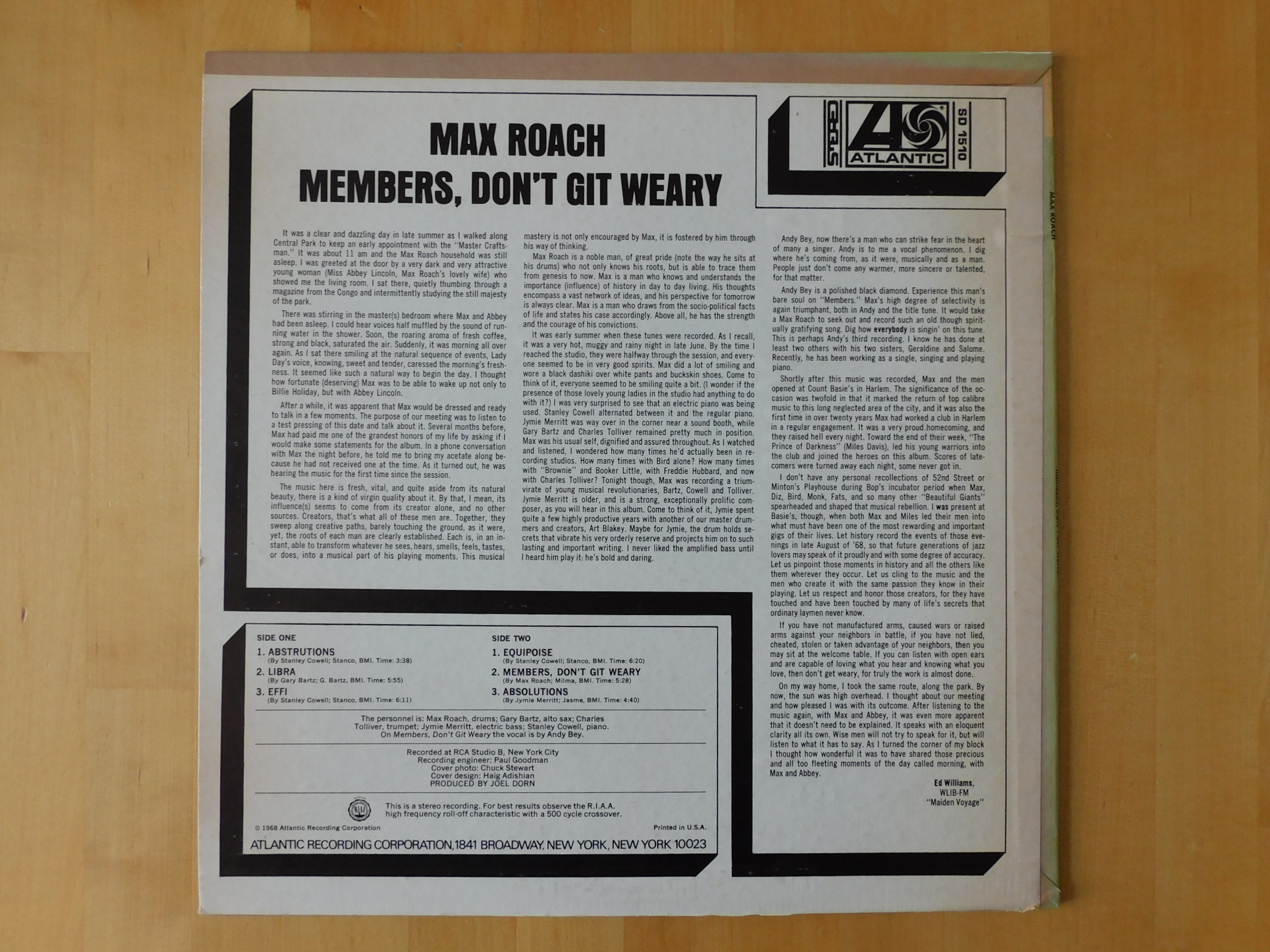 Max Roach – Members, Don't Git Weary - 1968 - US - Vinyl