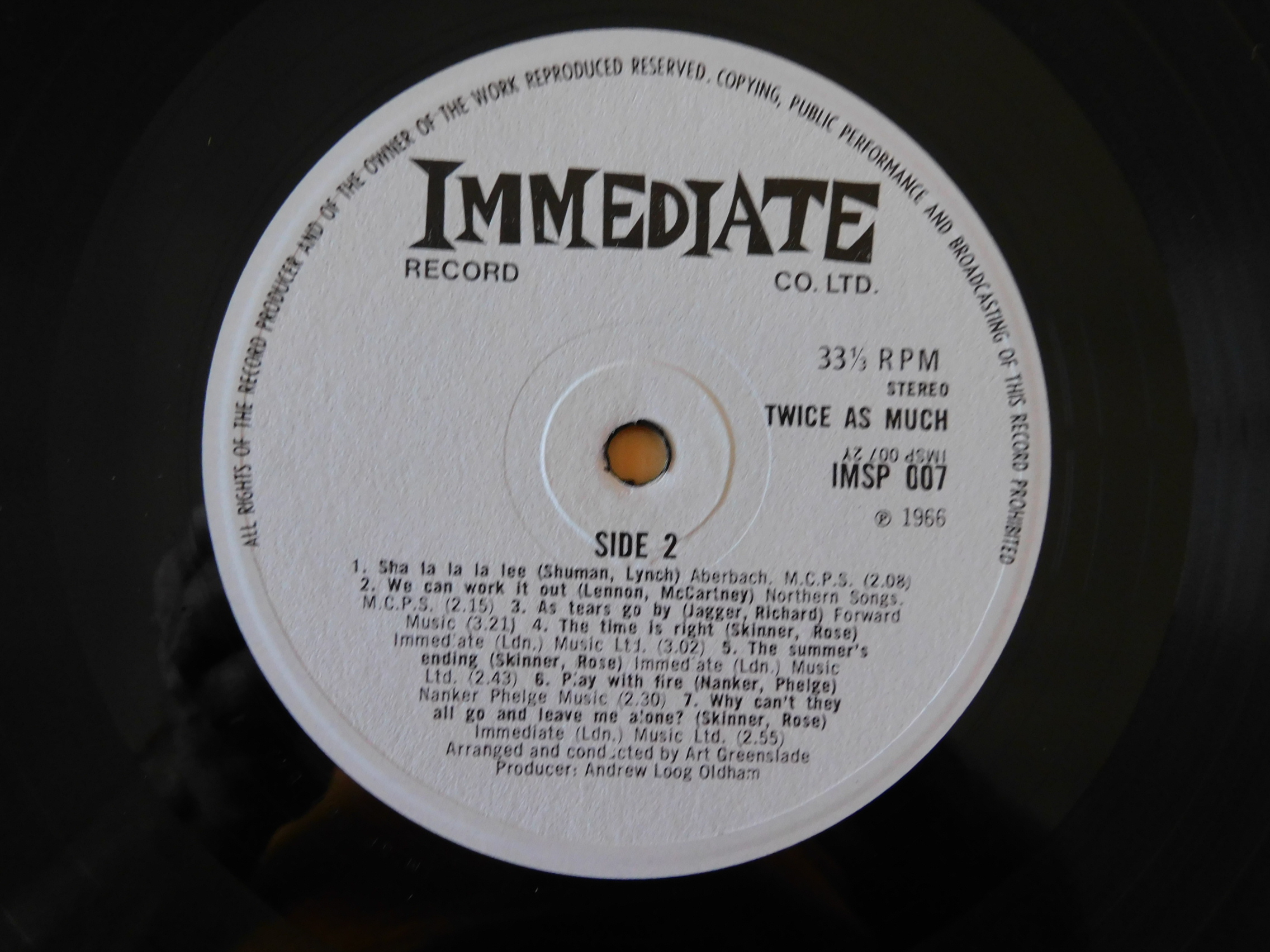 Twice As Much – Own Up - Original - 1966 - UK - UK Mono-Ausgabe Immediate IMLP 007 von 1966 - Vinyl