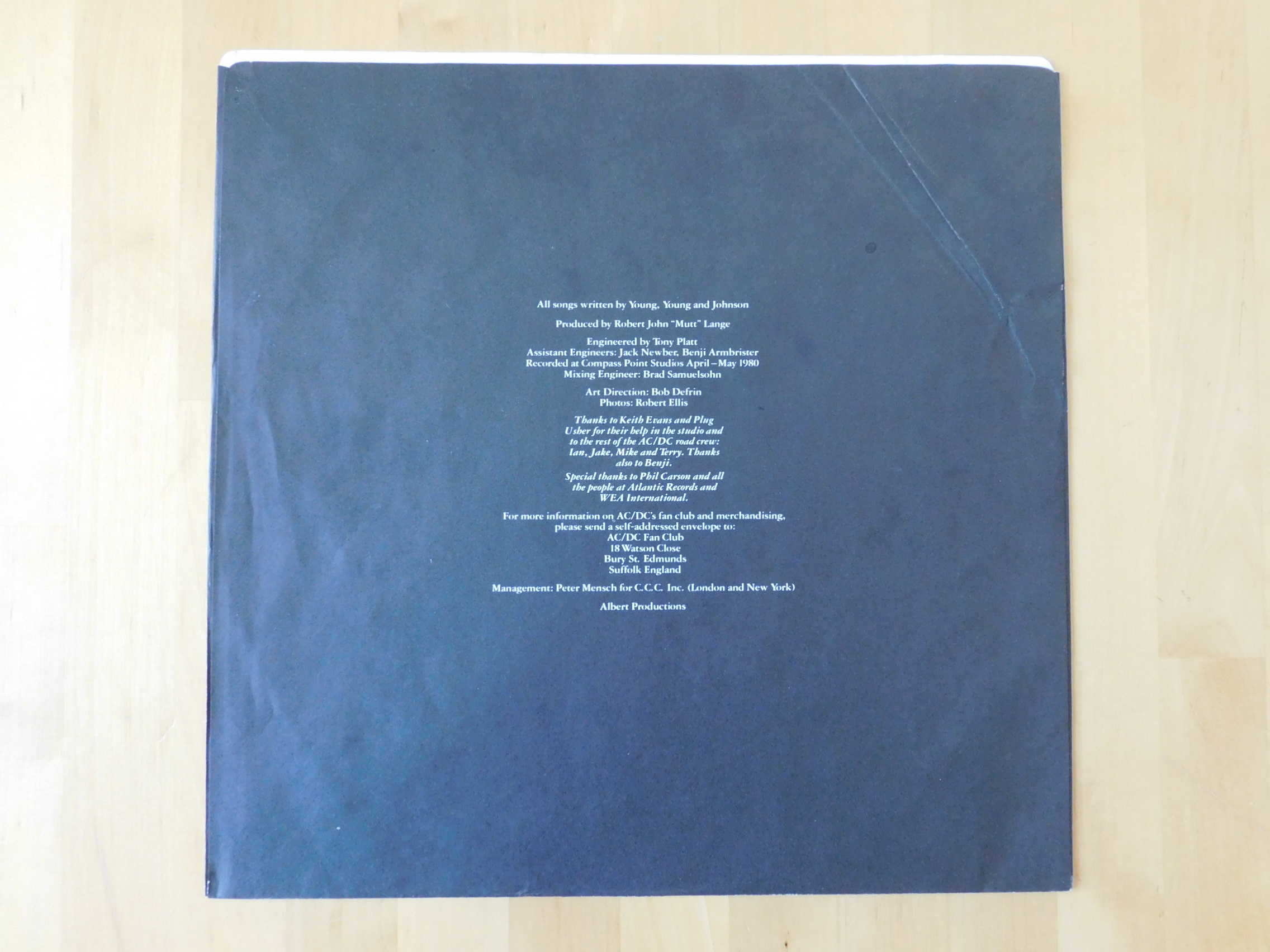 AC/DC – Back In Black – Original Vinyl LP, Canada, 1980